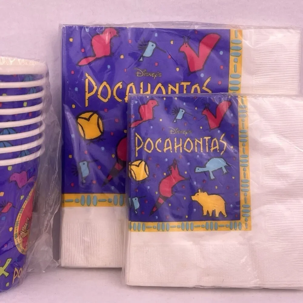 Disney 1995 VTG Pocahontas Birthday Party Supplies Lot of 4 Napkins/Cups